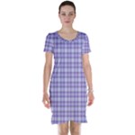 Purple Plaid Tartan 2 Short Sleeve Nightdress