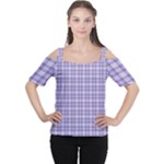 Purple Plaid Tartan 2 Cutout Shoulder T-Shirt