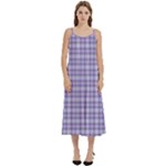 Purple Plaid Tartan 2 Casual Spaghetti Strap Midi Dress