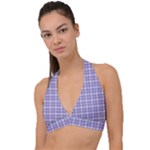 Purple Plaid Tartan 2 Halter Plunge Bikini Top