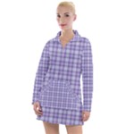 Purple Plaid Tartan 2 Women s Long Sleeve Casual Dress