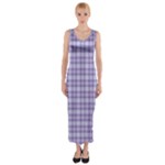 Purple Plaid Tartan 2 Fitted Maxi Dress