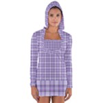 Purple Plaid Tartan 2 Long Sleeve Hooded T-shirt