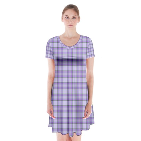 Purple Plaid Tartan 2 Short Sleeve V