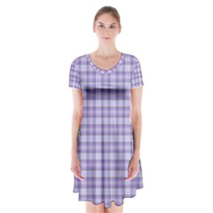 Purple Plaid Tartan 2 Short Sleeve V