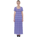 Purple Plaid Tartan 2 High Waist Short Sleeve Maxi Dress