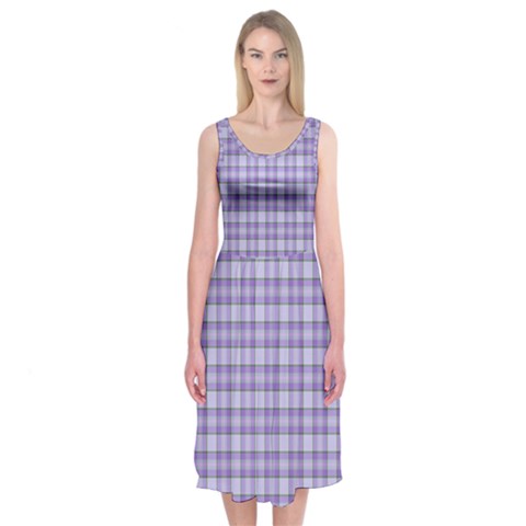 Purple Plaid Tartan 2 Midi Sleeveless Dress from ArtsNow.com