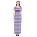 Purple Plaid Tartan 2 Short Sleeve Maxi Dress