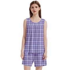 Purple Plaid Tartan 2 Sleeveless Cozy Lounge Set  from ArtsNow.com