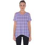 Purple Plaid Tartan 2 Cut Out Side Drop T-Shirt