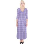 Purple Plaid Tartan 2 Quarter Sleeve Wrap Maxi Dress