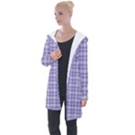 Purple Plaid Tartan 2 Longline Hooded Cardigan