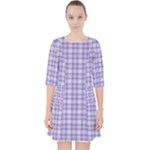 Purple Plaid Tartan 2 Quarter Sleeve Pocket Dress