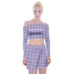 Purple Plaid Tartan 2 Off Shoulder Top with Mini Skirt Set