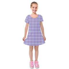 Purple Plaid Tartan 2 Kids  Short Sleeve Velvet Dress from ArtsNow.com