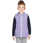 Purple Plaid Tartan 2 Kids  Hooded Puffer Vest