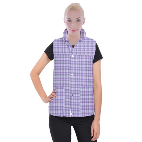 Purple Plaid Tartan 2 Women s Button Up Vest from ArtsNow.com