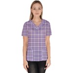 Purple Plaid Tartan 2 Women s V-Neck Scrub Top