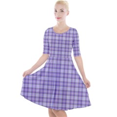 Quarter Sleeve A-Line Dress With Pockets 