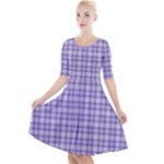 Purple Plaid Tartan 2 Quarter Sleeve A-Line Dress With Pockets