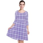 Purple Plaid Tartan 2 Quarter Sleeve Waist Band Dress