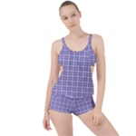 Purple Plaid Tartan 2 Boyleg Tankini Set 