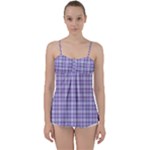 Purple Plaid Tartan 2 Babydoll Tankini Top