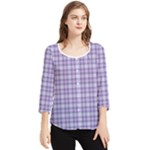 Purple Plaid Tartan 2 Chiffon Quarter Sleeve Blouse