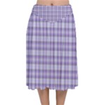 Purple Plaid Tartan 2 Velvet Flared Midi Skirt