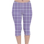 Purple Plaid Tartan 2 Velvet Capri Leggings 