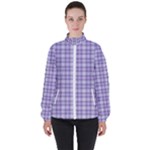 Purple Plaid Tartan 2 Women s High Neck Windbreaker