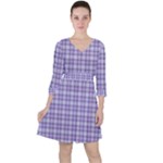 Purple Plaid Tartan 2 Quarter Sleeve Ruffle Waist Dress