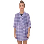 Purple Plaid Tartan 2 Half Sleeve Chiffon Kimono