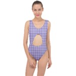 Purple Plaid Tartan 2 Center Cut Out Swimsuit