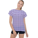 Purple Plaid Tartan 2 Ruffle Collar Chiffon Blouse