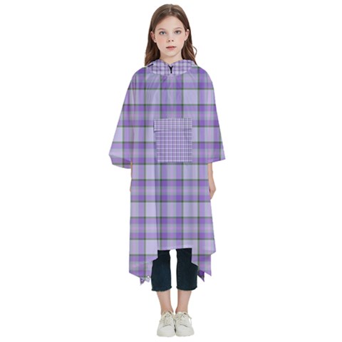 Purple Plaid Tartan 2 Kids  Hooded Rain Ponchos from ArtsNow.com