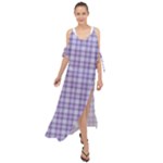 Purple Plaid Tartan 2 Maxi Chiffon Cover Up Dress