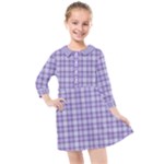 Purple Plaid Tartan 2 Kids  Quarter Sleeve Shirt Dress