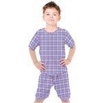 Purple Plaid Tartan 2 Kids  T-Shirt and Shorts Set