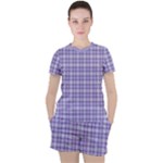 Purple Plaid Tartan 2 Women s T-Shirt and Shorts Set