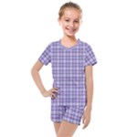 Purple Plaid Tartan 2 Kids  Mesh T-Shirt and Shorts Set