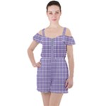 Purple Plaid Tartan 2 Ruffle Cut Out Chiffon Playsuit