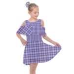 Purple Plaid Tartan 2 Kids  Shoulder Cutout Chiffon Dress