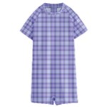 Purple Plaid Tartan 2 Kids  Boyleg Half Suit Swimwear