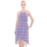 Purple Plaid Tartan 2 High-Low Halter Chiffon Dress 