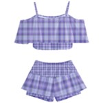 Purple Plaid Tartan 2 Kids  Off Shoulder Skirt Bikini