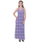 Purple Plaid Tartan 2 Sleeveless Velour Maxi Dress