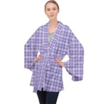 Purple Plaid Tartan 2 Long Sleeve Velvet Kimono 