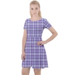 Purple Plaid Tartan 2 Cap Sleeve Velour Dress 