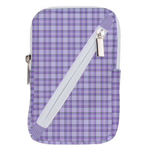 Purple Plaid Tartan 2 Belt Pouch Bag (Small) from ArtsNow.com